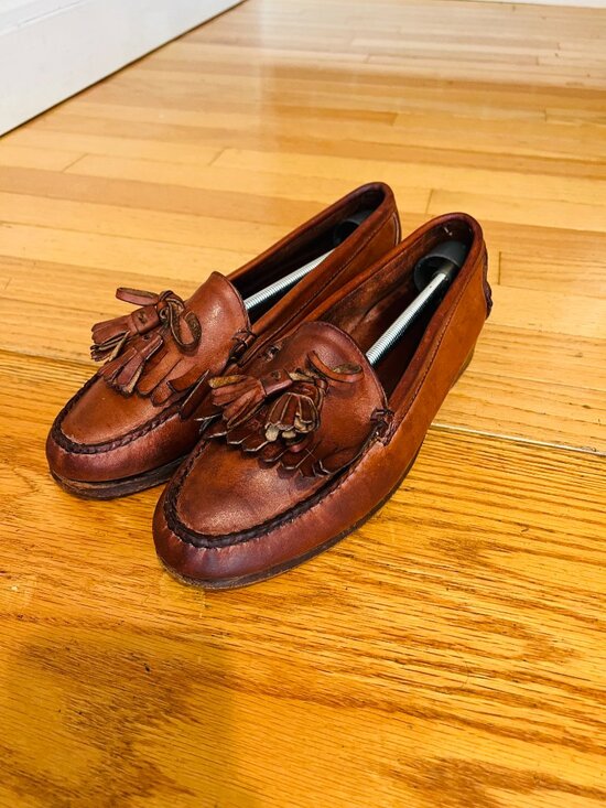 Polo Ralph Lauren Brown Leather Tassel Penny Loafers 8 Bench Made in Maine USA main image 12